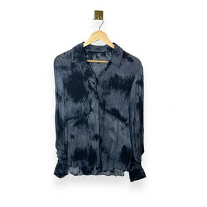 Zara Women’s Tie Dye Flowy Button-Down Blouse in Black/Grey Size L